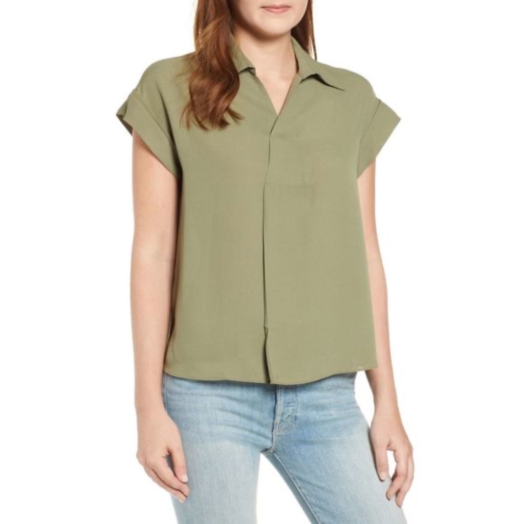 Everleigh Split Net Collared Blouse